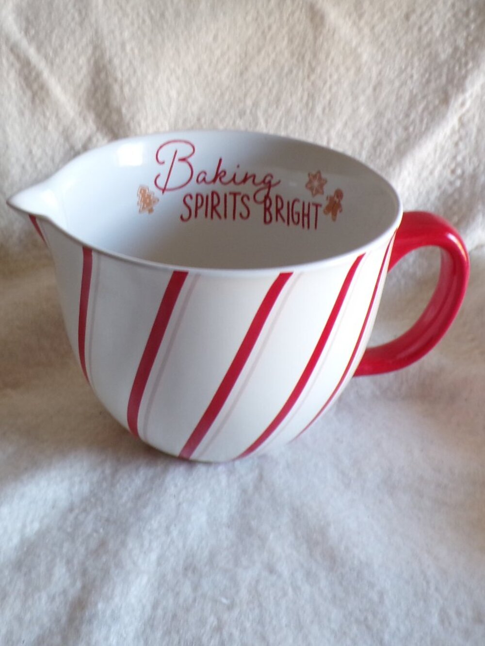 STONEWEAR PITCHER Holiday With Handle Baking Spirits Bright Cookie Batter +